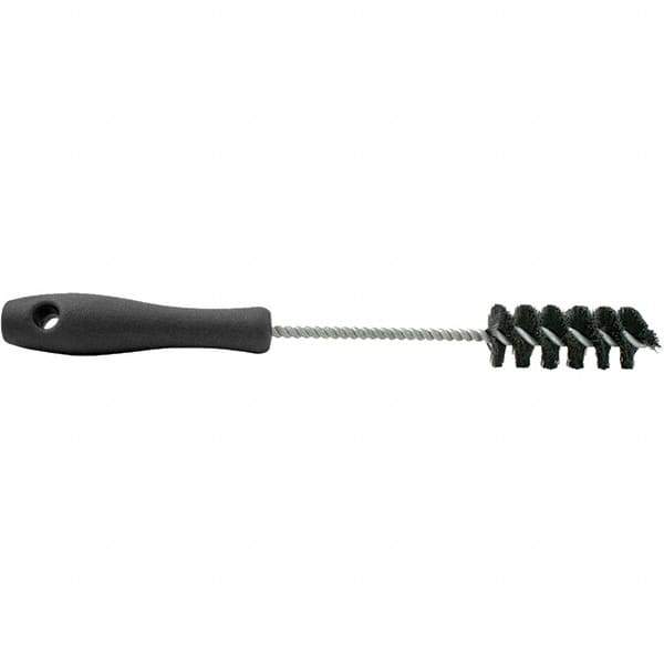 Brush Research Mfg. - 1/2" Diam Helical Nylon Tube Brush - Single Spiral, 0.005" Filament Diam, 2-1/2" Brush Length, 10-1/2" OAL, 0.168" Diam Plastic Handle Shank - Best Tool & Supply