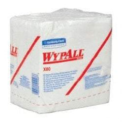 WypAll - X80 1/4 Fold Shop Towel/Industrial Wipes - Poly Pack, 12-1/2" x 12-1/2" Sheet Size, White - Best Tool & Supply