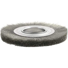 Brush Research Mfg. - 8" OD, 2" Arbor Hole, Crimped Stainless Steel Wheel Brush - 1/2" Face Width, 1-1/2" Trim Length, 4,500 RPM - Best Tool & Supply