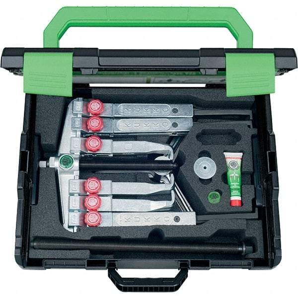 KUKKO - 18 Piece, 1-1/2 to 7-7/8" Spread, Multi-Purpose Puller Set - 2 Bolts, 6 Jaws, 23-5/8" Reach - Best Tool & Supply