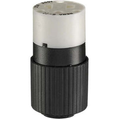 Straight Blade Connector: Industrial, 6-20R, 250VAC, Black & White Self-Grounded, 20A, Nylon Body, 2 Poles, 3 Wires