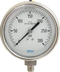 Wika - 4" Dial, 1/4 Thread, 0-300 Scale Range, Pressure Gauge - Lower Connection Mount, Accurate to 1% of Scale - Best Tool & Supply