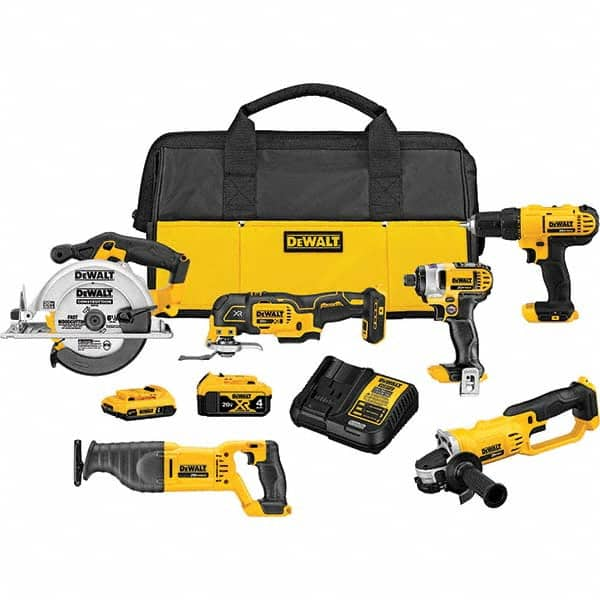 DeWALT - Cordless Tool Combination Kits Voltage: 20 Tools: 1/2" Drill/Driver; Reciprocating Saw; 6-1/2" Circular Saw; Oscillating Multi-Tool - Best Tool & Supply