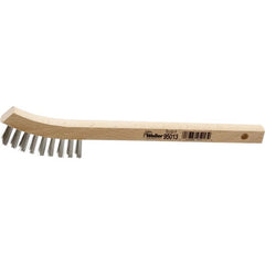 Small Hand Wire Scratch Brush, Stainless Steel Fill, Wood Block, 2 × 9 Rows - Exact Industrial Supply