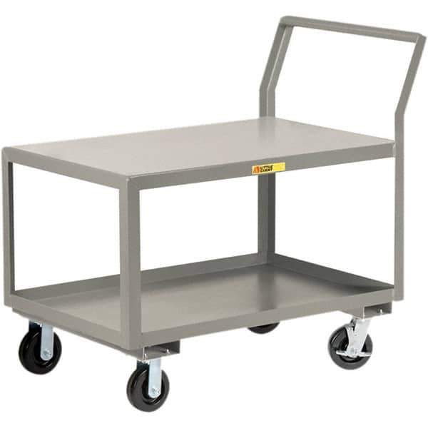 Little Giant - 3,600 Lb Capacity, 30" Wide x 48" Long x 42" High Utility Cart - 2 Shelf, Steel, 2 Rigid/2 Swivel Casters - Best Tool & Supply