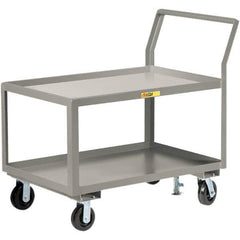 Little Giant - 3,600 Lb Capacity, 24" Wide x 36" Long x 42" High Utility Cart - 2 Shelf, Steel, 2 Rigid/2 Swivel Casters - Best Tool & Supply