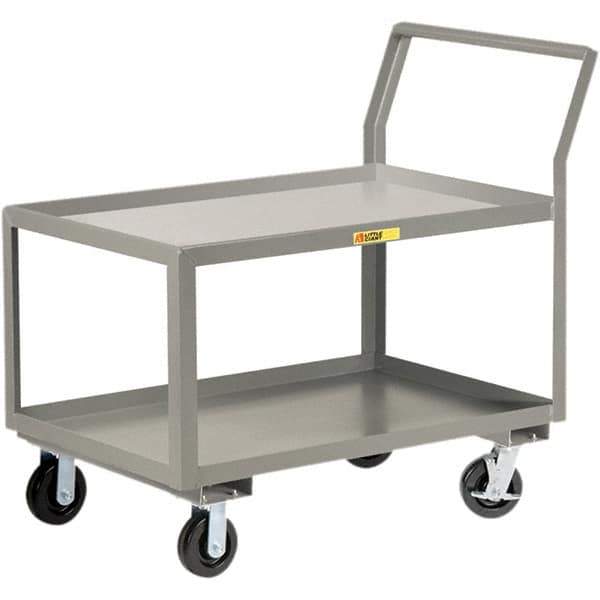 Little Giant - 3,600 Lb Capacity, 30" Wide x 60" Long x 42" High Utility Cart - 2 Shelf, Steel, 2 Rigid/2 Swivel Casters - Best Tool & Supply