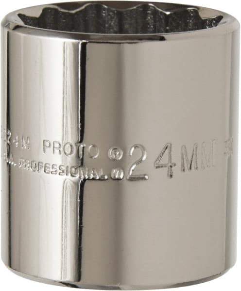 Proto - 3/8" Drive, Standard Hand Socket - 12 Points, 2-3/4" OAL, Chrome Finish - Best Tool & Supply