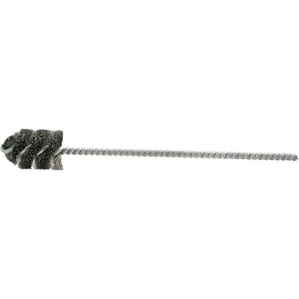 Brush Research Mfg. - 1-3/4" Diam Helical Steel Tube Brush - Single Spiral, 0.005" Filament Diam, 3" Brush Length, 8-1/2" OAL, 0.245" Diam Galvanized Steel Shank - Best Tool & Supply