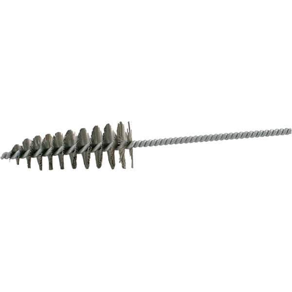 Brush Research Mfg. - 1-3/4" Diam Helical Steel Tube Brush - Single Spiral, 0.012" Filament Diam, 4-1/4" Brush Length, 10" OAL, 0.292" Diam Galvanized Steel Shank - Best Tool & Supply