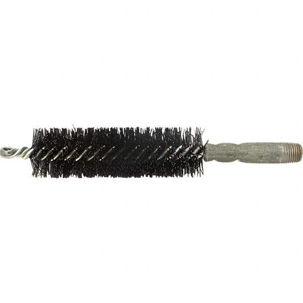 Brush Research Mfg. - 11/32" Diam Helical Nylon Tube Brush - Single Spiral, 0.01" Filament Diam, 2" Brush Length, 2-9/16" OAL, 0.14" Diam Galvanized Steel Shank - Best Tool & Supply