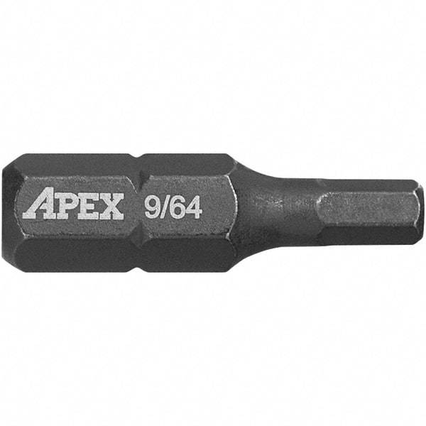 Apex - 1/4" Hex Screwdriver Bit - 9/64" Drive, 1" OAL - Best Tool & Supply