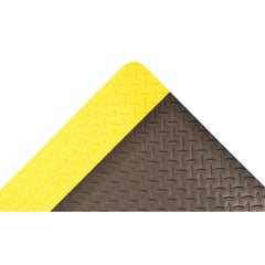 Anti-Fatigue Mat:  60.0000″ Length,  36.0000″ Wide,  1″ Thick,  Nitrile Rubber,  Beveled Edge,  Heavy Duty Diamond Plates,  Black & Yellow,  Dry