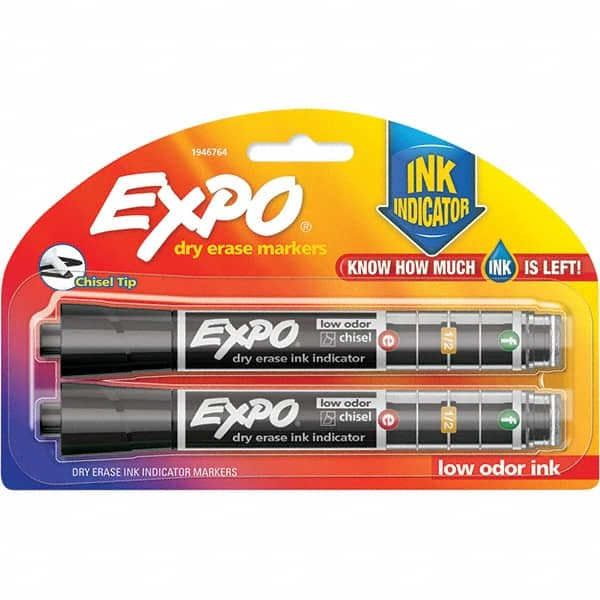 Expo - Dry Erase Markers & Accessories; Display/Marking Boards Accessory Type: Dry Erase Markers ; For Use With: Dry Erase Marker Boards ; Detailed Product Description: Expo Ink Indicator Chisel Tip Dry Erase Marker 2/Pk ; Color: Black - Best Tool & Supply