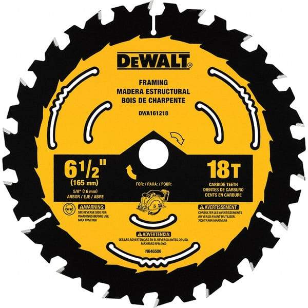 DeWALT - Wet & Dry-Cut Saw Blades   Blade Diameter (Inch): 6-1/2    Blade Material: Tungsten Carbide-Tipped - Best Tool & Supply