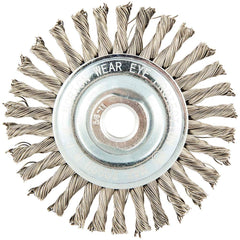 Norton - 4" OD, 5/8-11 Arbor Hole, Stringer Bead Stainless Steel Wheel Brush - Best Tool & Supply