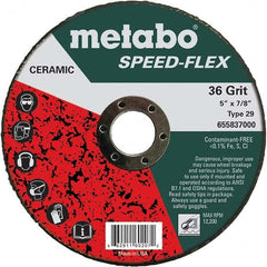 Metabo - 5" Diam, 7/8" Hole, 36 Grit Ceramic Alumina Fiber Disc - Best Tool & Supply
