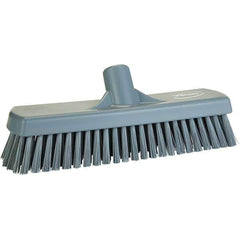 Vikan - 1.7" Bristle Length, Polyester Scrub Brush - 11-1/4" Long x 3" Wide Head, 11-1/4" OAL, Gray, Polypropylene Block - Best Tool & Supply