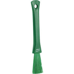 Vikan - 2-1/4" Bristle Length, Polyester Detail Brush - 1-1/4" Long x 0.4" Wide Head, 8.07" OAL, Ergonomic Handle, Green, Polypropylene Block - Best Tool & Supply