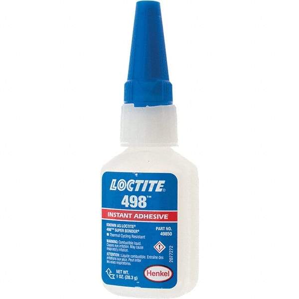 Loctite - 1 oz Bottle Clear Instant Adhesive - 498 SUPERBONDER 1OZ LOCTITE SPDBNDER ADHS - Best Tool & Supply