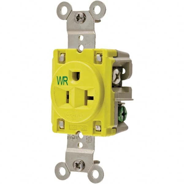 Hubbell Wiring Device-Kellems - 125V 20A NEMA 5-20R Marine Grade Yellow Straight Blade Single Receptacle - Best Tool & Supply