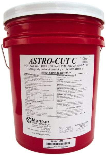 Monroe Fluid Technology - Astro-Cut C, 5 Gal Pail Cutting & Grinding Fluid - Water Soluble, For CNC Milling, Drilling, Tapping, Turning - Best Tool & Supply