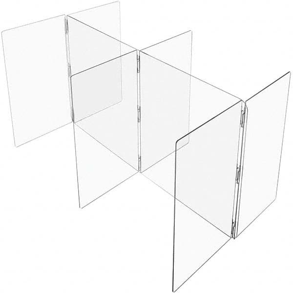 Social Distancing Partition: 96″ OAW, 48″ OAH, Plastic, Clear Clear, Plastic, 1/4″ Thick