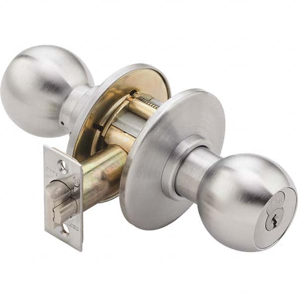 Knob Locksets; Type: Dormitory; Tumbler; Door Thickness: 1 3/8 - 2; Back Set: 2-3/4; Material: Brass; Finish/Coating: Satin Chrome; Compatible Door Thickness: 1 3/8 - 2; Material: Brass; Design/Shape: Ball Knob; Additional Information: 3-3/8″ Convex Rose;