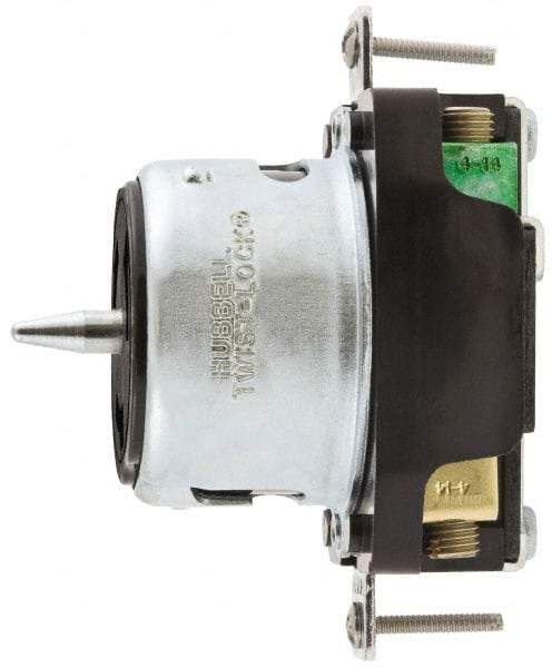 Hubbell Wiring Device-Kellems - 480 VAC, 50 Amp, Self Grounding Receptacle - 2 Poles, 3 Wire, Female End, Black - Best Tool & Supply