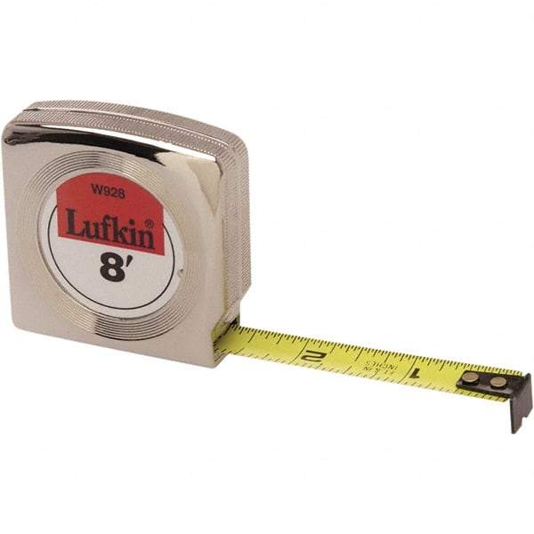 Lufkin - 12' x 3/4" Yellow Steel Blade Tape Measure - 1/16" Graduation, Inch Graduation Style, Chrome ABS Plastic Case - Best Tool & Supply