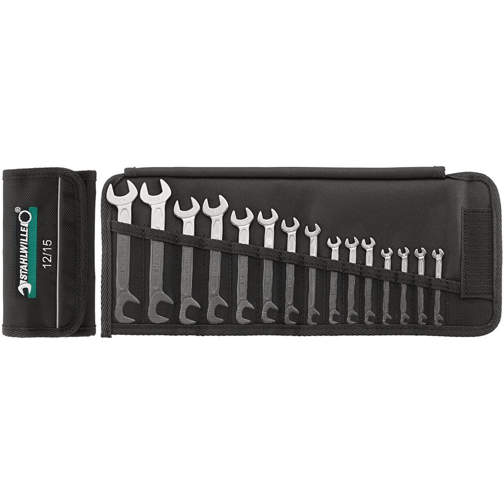 Wrench Sets; Set Type: Double Open Ended Wrench; System Of Measurement: Metric; Container Type: Wallet; Roll; Wrench Size: 4 to 11 mm; Material: Alloy Steel; Chrome; Finish: Chrome-Plated; Overall Length: 5.9056 in; Non-sparking: No; Corrosion-resistant: