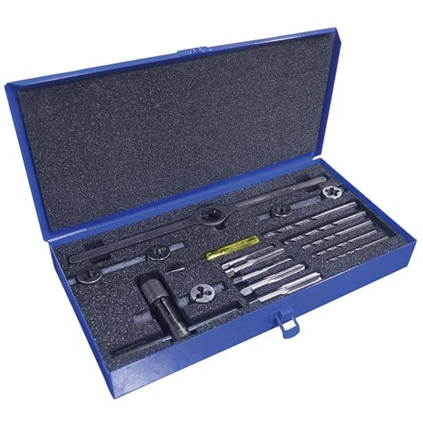 Greenfield Threading - Tap & Die Sets Minimum Tap Thread Size (mm): M6x1.00 Maximum Tap Thread Size (mm): M12x1.75 - Best Tool & Supply