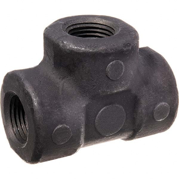 Black Tee: 1/4″, Threaded Steel, Black Finish, Class 3000, ANSI/ASME B1.20.1, ANSI/ASME B16.11-MSS SP-83 & ASTM A105