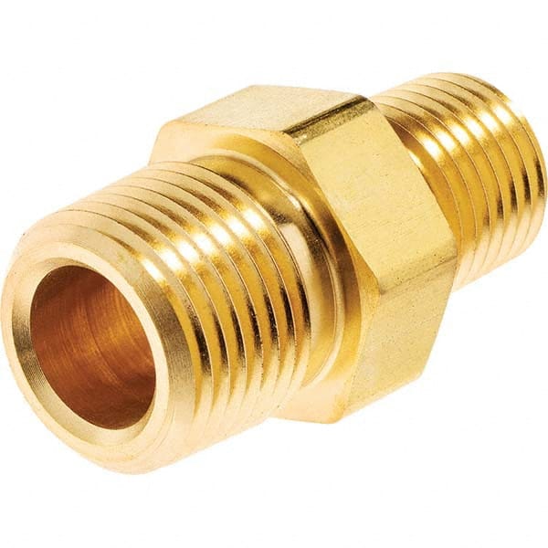 USA Sealing - 1/2 x 3/8" Brass Pipe Reducing Hex Nipple - Best Tool & Supply