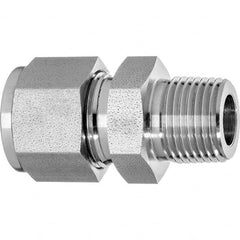 Compression Tube Connector: 1/4″ Thread, Compression x MNPT Zinc-Plated Steel