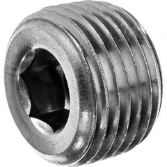 Pipe Hex Socket Plug: 3/8″ Fitting, 304 Stainless Steel MNPT, Threaded, ASME B1.20.1 & ASTM A351, 150 psi