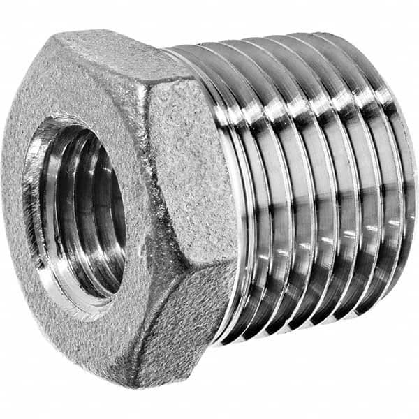 Pipe Bushing: 3/4 x 1/2″ Fitting, 316 Stainless Steel FNPT x MNPT, Threaded, ASME B1.20.1 & ASTM A351, 150 psi