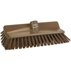 Vikan - 1-1/2" Bristle Length, Polyester Cleaning & Finishing Brush - 9-5/8" Long x 5" Wide Head, 9.6" OAL, Brown, Polypropylene Block - Best Tool & Supply