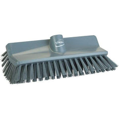 Vikan - 1-1/2" Bristle Length, Polyester Cleaning & Finishing Brush - 9-5/8" Long x 5" Wide Head, 9.6" OAL, Gray, Polypropylene Block - Best Tool & Supply