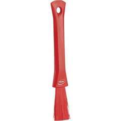 Vikan - 2-1/4" Bristle Length, Polyester Detail Brush - 1-1/4" Long x 0.4" Wide Head, 8.07" OAL, Ergonomic Handle, Red, Polypropylene Block - Best Tool & Supply