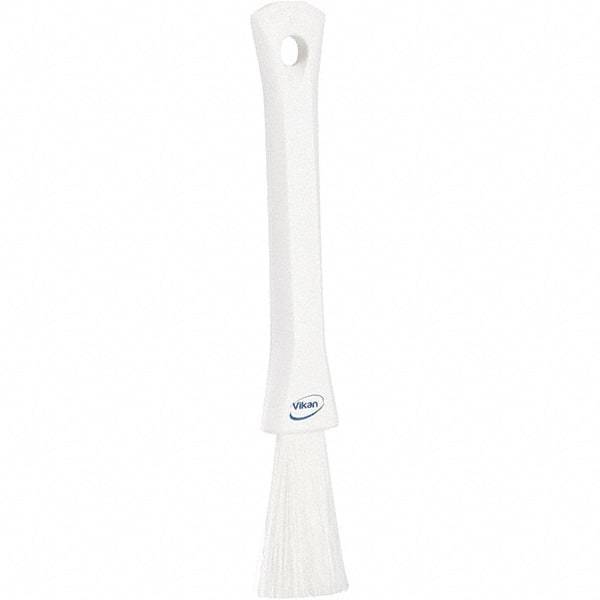 Vikan - 2-1/4" Bristle Length, Polyester Detail Brush - 1-1/4" Long x 0.4" Wide Head, 8.07" OAL, Ergonomic Handle, White, Polypropylene Block - Best Tool & Supply