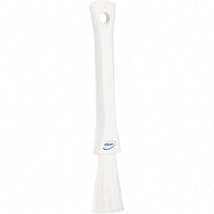 Vikan - 2-1/4" Bristle Length, Polyester Detail Brush - 1-1/4" Long x 0.4" Wide Head, 8.07" OAL, Ergonomic Handle, White, Polypropylene Block - Best Tool & Supply