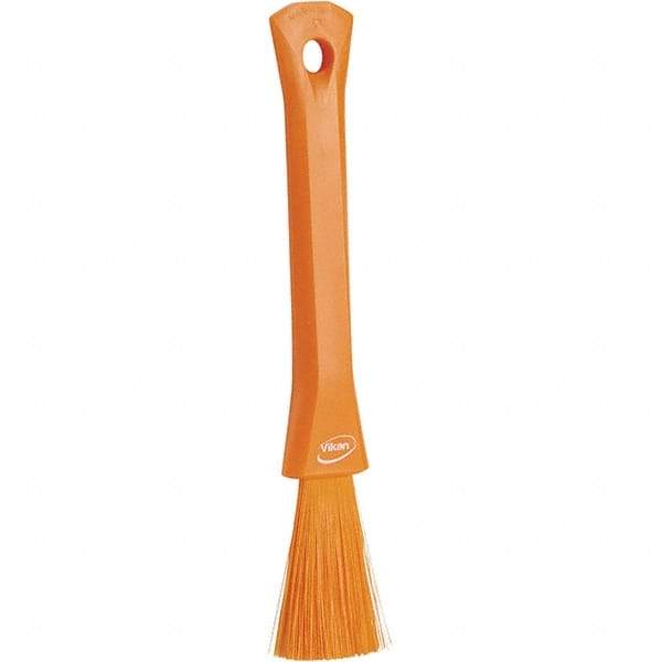 Vikan - 2-1/4" Bristle Length, Polyester Detail Brush - 1-1/4" Long x 0.4" Wide Head, 8.07" OAL, Ergonomic Handle, Orange, Polypropylene Block - Best Tool & Supply