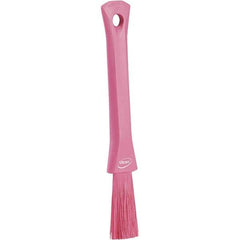 Vikan - 2-1/4" Bristle Length, Polyester Detail Brush - 1-1/4" Long x 0.4" Wide Head, 8.07" OAL, Ergonomic Handle, Pink, Polypropylene Block - Best Tool & Supply