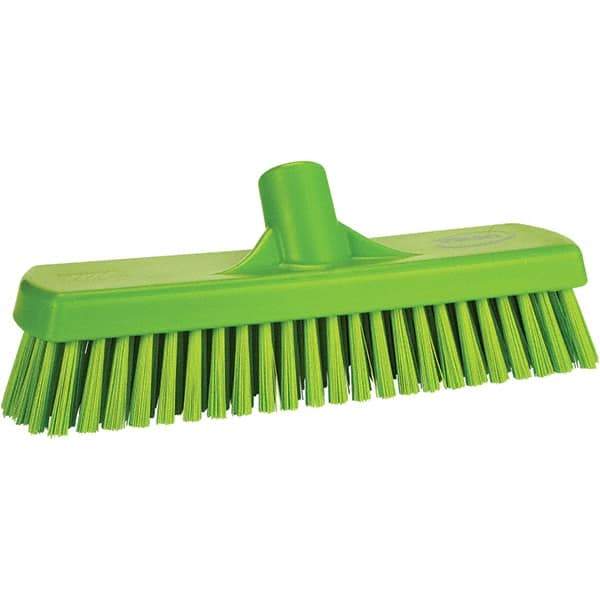 Vikan - 1.7" Bristle Length, Polyester Scrub Brush - 11-1/4" Long x 3" Wide Head, 11-1/4" OAL, Green, Polypropylene Block - Best Tool & Supply