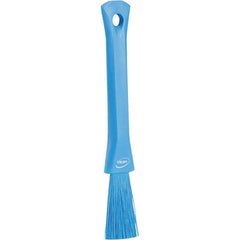 Vikan - 2-1/4" Bristle Length, Polyester Detail Brush - 1-1/4" Long x 0.4" Wide Head, 8.07" OAL, Ergonomic Handle, Blue, Polypropylene Block - Best Tool & Supply