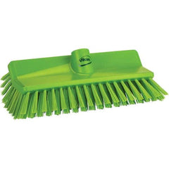 Vikan - 1-1/2" Bristle Length, Polyester Cleaning & Finishing Brush - 9-5/8" Long x 5" Wide Head, 9.6" OAL, Green, Polypropylene Block - Best Tool & Supply