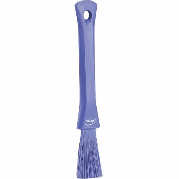 Vikan - 2-1/4" Bristle Length, Polyester Detail Brush - 1-1/4" Long x 0.4" Wide Head, 8.07" OAL, Ergonomic Handle, Purple, Polypropylene Block - Best Tool & Supply