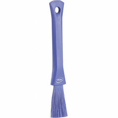 Vikan - 2-1/4" Bristle Length, Polyester Detail Brush - 1-1/4" Long x 0.4" Wide Head, 8.07" OAL, Ergonomic Handle, Purple, Polypropylene Block - Best Tool & Supply