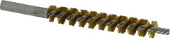 Schaefer Brush - 4" Brush Length, 5/8" Diam, Double Stem, Single Spiral Tube Brush - 6-1/4" Long, Brass, 12-24 Female Connection - Best Tool & Supply